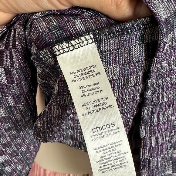 Easywear by Chicos Open Cardigan Size 3 (XL) Checkered Print Purple - Picture 6 of 7